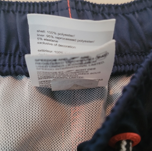 navy & orange colorblock speedo swim trunks shorts - lined with pockets medium - Picture 8 of 10